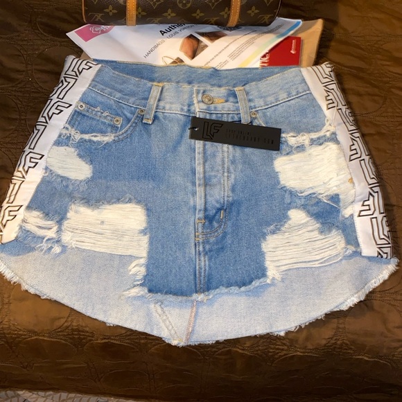 LF Distressed Denim Skirt New With Tag